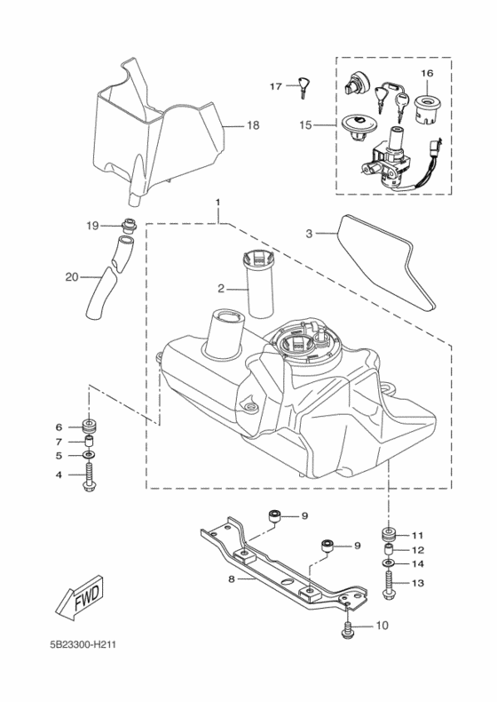 Топливный бак Yamaha VP250 VP250 X-City