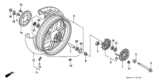 Заднее колесо Honda CB750 CB750F Seven Fifty