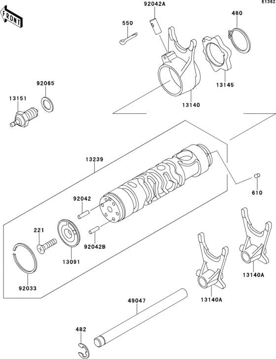 Gear change drum/shift fork(s) Kawasaki ZR550 ZR550 Zephyr