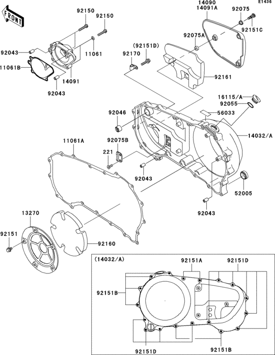 Right engine cover(s) Kawasaki VN1600 VN1600 Vulcan 1600 Mean Streak