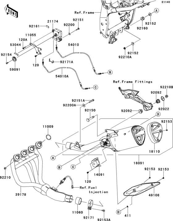 Выхлопная система (s) Kawasaki ZR750 ZR750 Z750