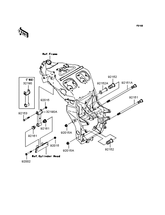 Engine mount Kawasaki ZX1200 ZX1200 Ninja ZX-12R