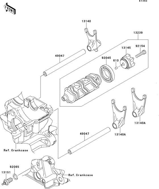 Gear change drum/shift fork(s) Kawasaki ZX1000 ZX1000 Ninja 1000