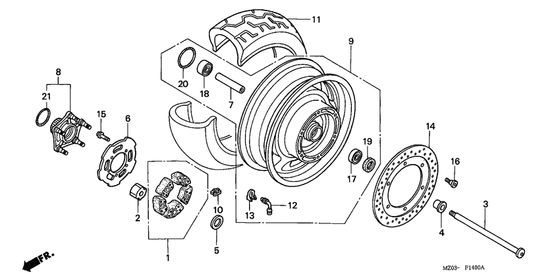 Заднее колесо Honda GL1500 GL1500C F6C