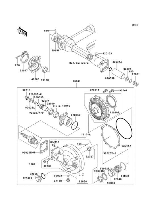 Drive shaft/final gear(1/2) Kawasaki ZL600 ZL600 Eliminator