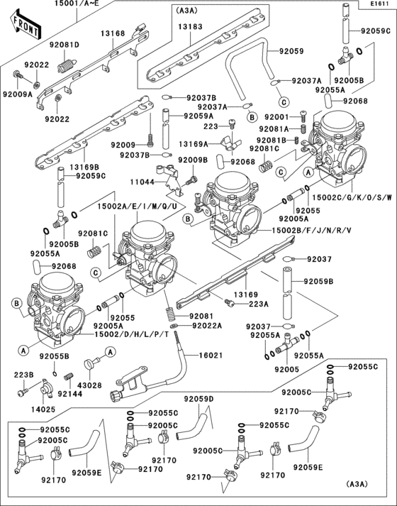 Carburetor(1/3) Kawasaki ZG1000 ZG1000 1000GTR