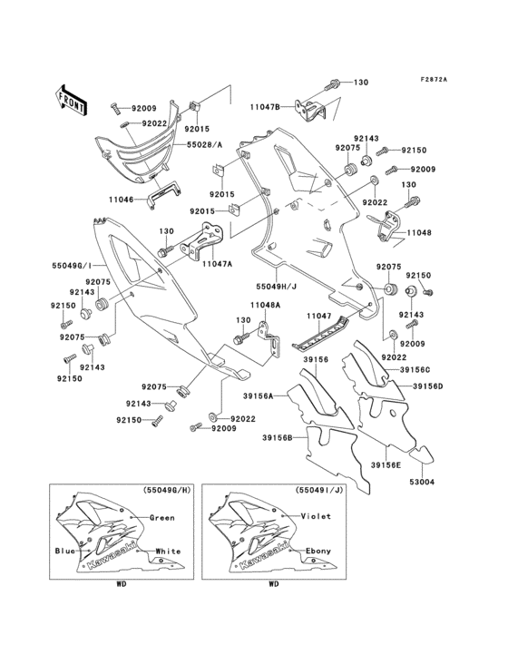 Cowling lowers(1/2)(zx750-l2) Kawasaki ZX750 ZX750 ZXR750